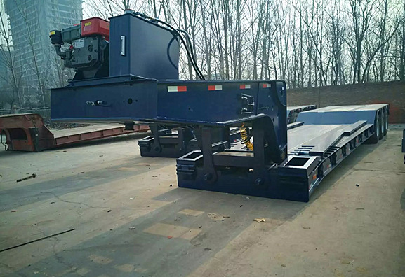 3 Axle Front Loading Lowboy Semi Trailer